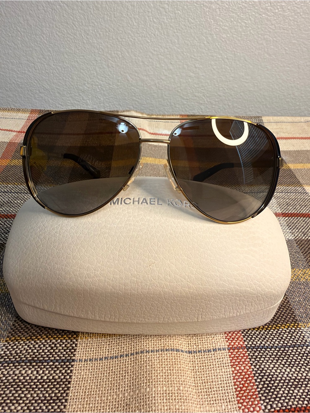 Michael Kors Gold Frame Sunglasses with Brown Gradient Lenses Polarized